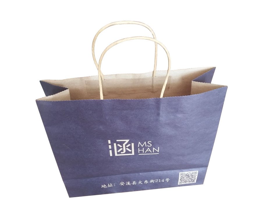 Custom printed Kraft paper shopping bag with handle