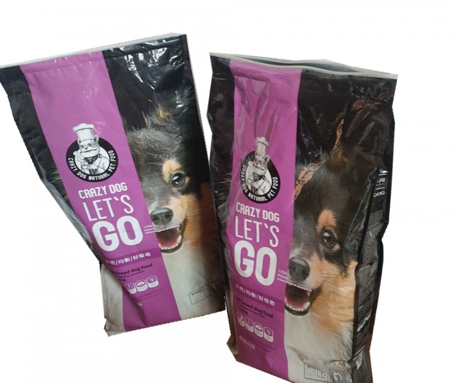 Custom printed 10kg 15kgm 20kg side gusset slider zipper pet dog food packaging bag